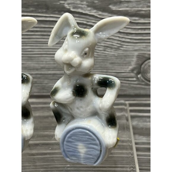 Vintage Kitschy Bunny Rabbit Japan Figurine Set of 2 Easter Funny 3.5” Unique - Picture 2 of 5